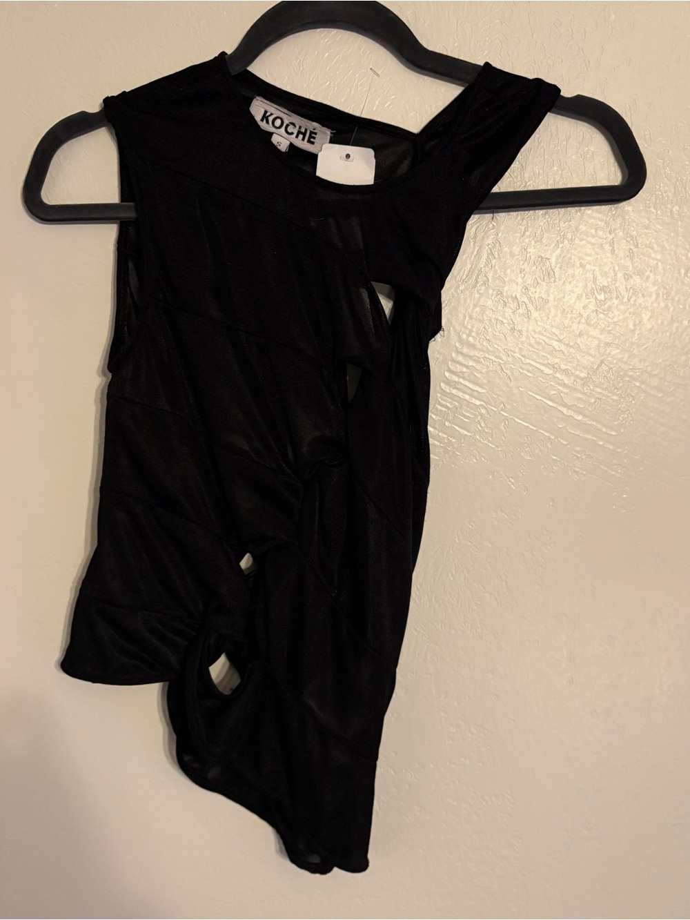 KOCHÉ Black Cutout Tank Top